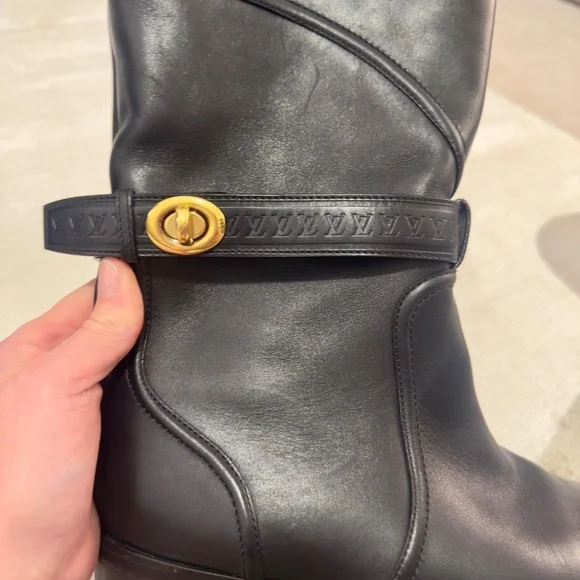 Louis Vuitton Mid-Calf Black Leather Moto Boots like new sz 10 (fits like 9-9.5) - Picture 6 of 8